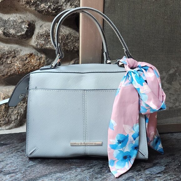 Steve Madden Reese Pale Blue Satchel With Scarf Hand Bag Bags